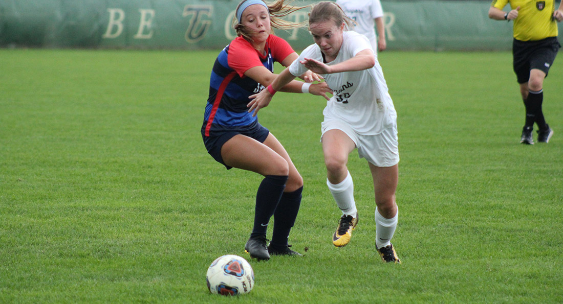 Alli McCabe scored two goals in the Dragons 3-2 loss at Findlay.