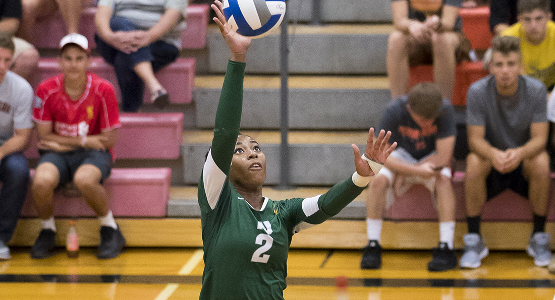 Danielle Hicks finished the night with 15 kills and a .379 hitting percentage.