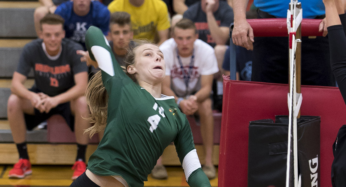 Jenna Huffman led Tiffin with 18 kills and a .696 hitting percentage.