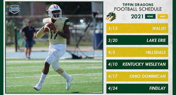 Tiffin University will play six GMAC games in the spring of 2021.