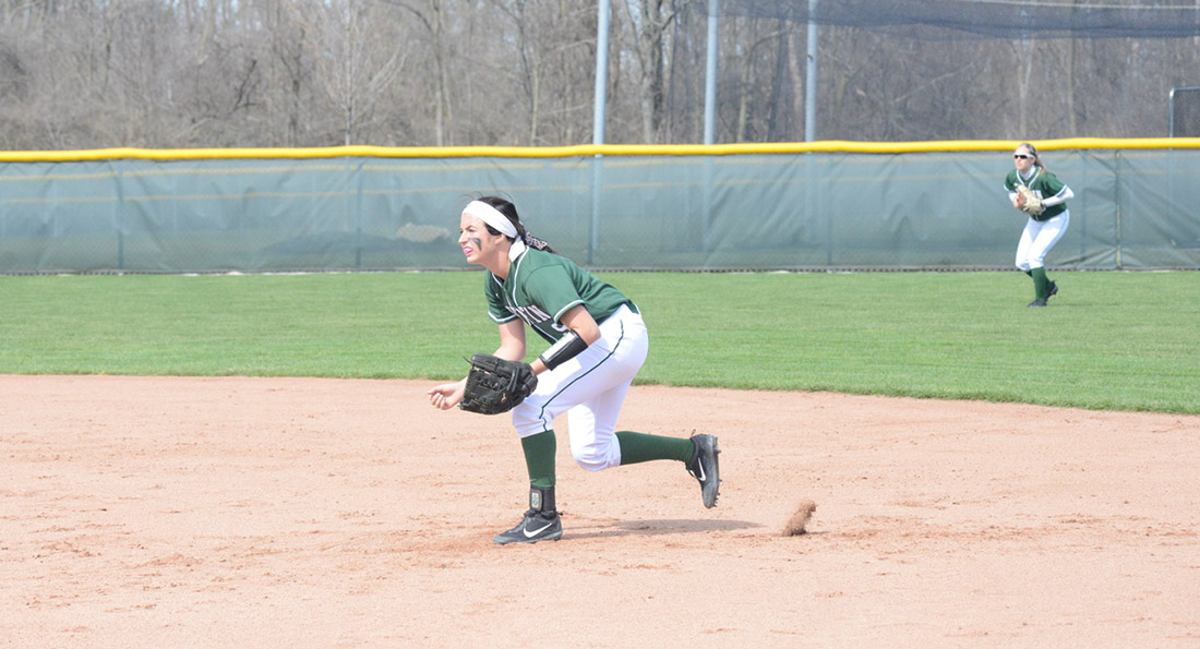 Second baseman Kate-Lynn Urgo charges a ground ball.