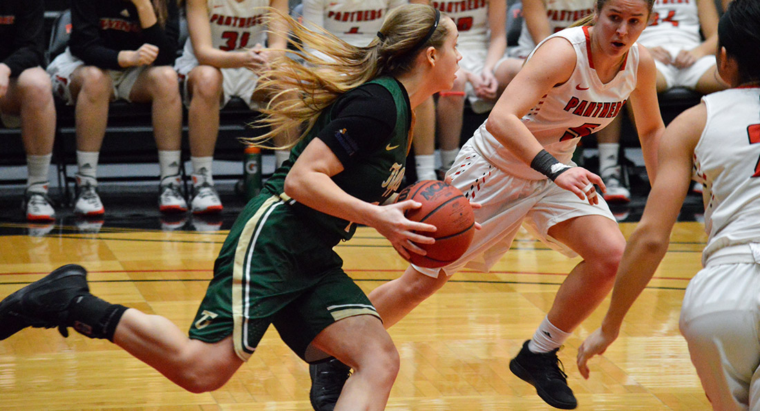 Kiley May led the Dragons with 18 points, eight boards, and five assists in Tiffin's 71-64 victory.