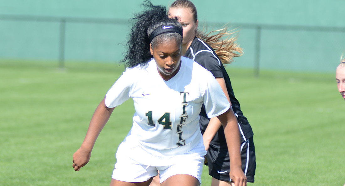 Adrianna Currie scored both goals for the Dragons, giving Tiffin their first win of the season.