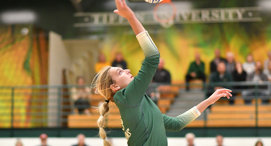 Kenedi Goon led the Dragons with 16 kills in the win against Cedarville.